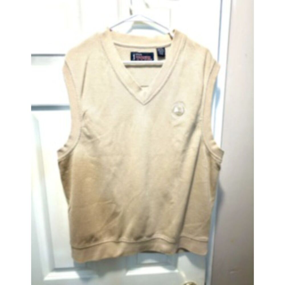 Vintage PGA Tour Preppy 1919 PB Golf Links 100% Cotton Tan Vest Sz L